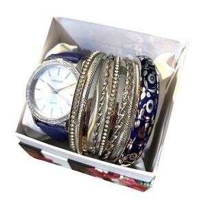 9-piece Elegant Blue Fashion Watch & Bangle Bracelet Set | NEW in Gift Box